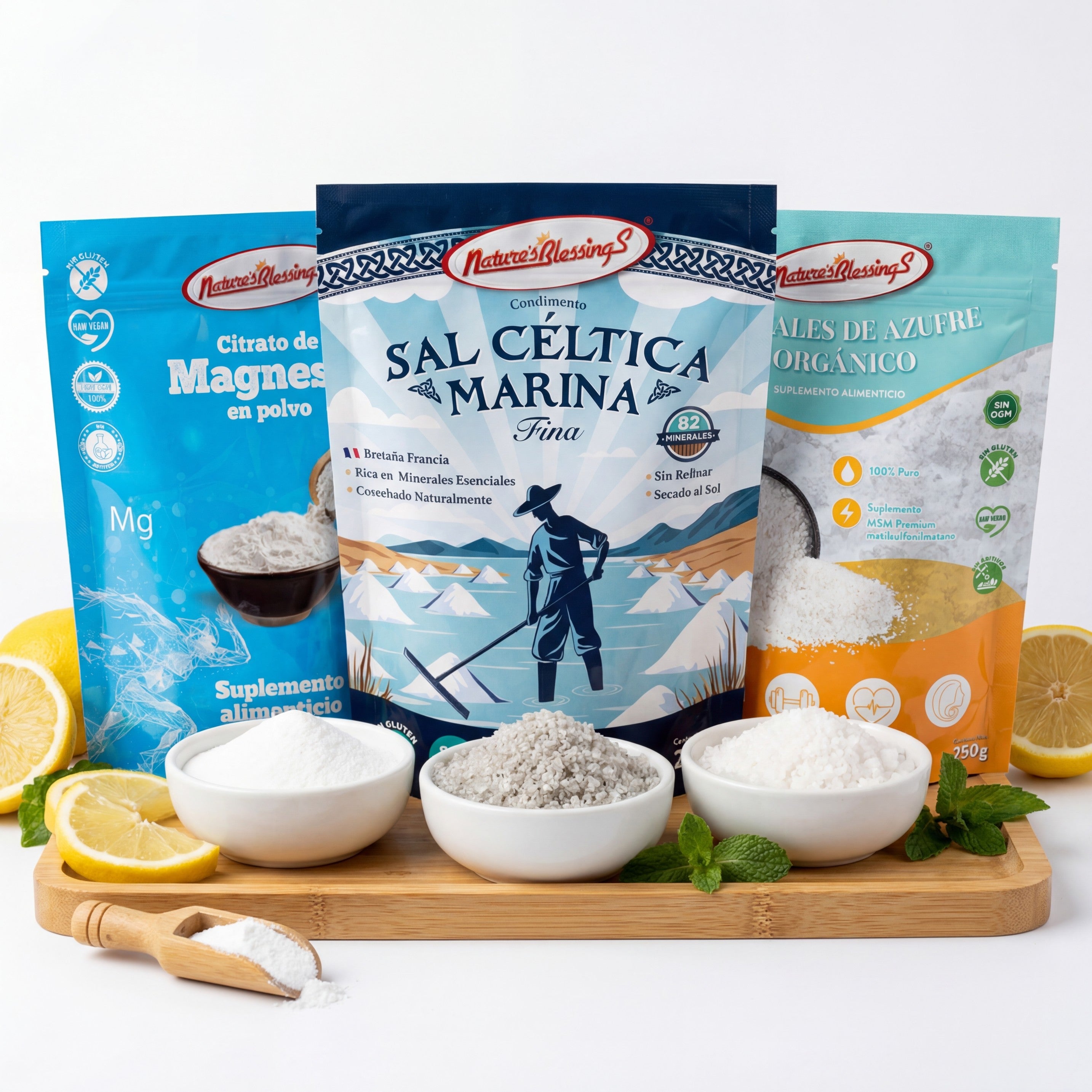 Kit Minerales Premium | Sal Céltica + Magnesio + Azufre Orgánico